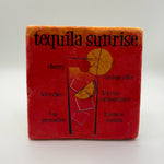 Tequila Sunrise artwork printed on square travertine stone coaster