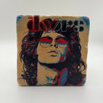 The Doors artwork printed on square travertine stone coaster