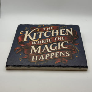 The Kitchen Where The Magic Happens Natural Travertine Stone Hotpad 2