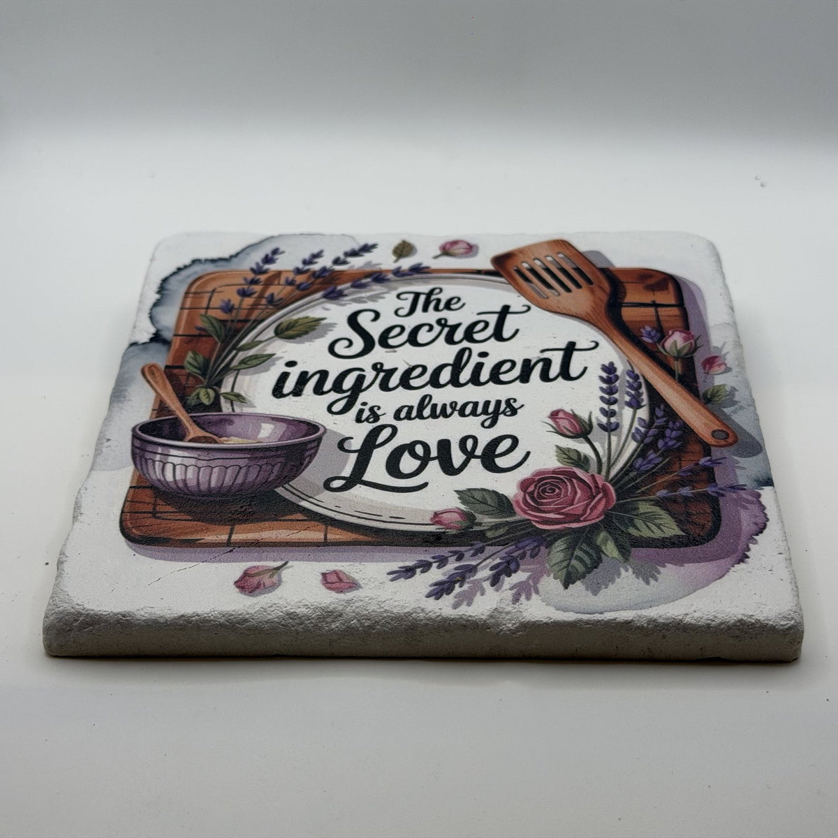 The Secret ingredient is always Love Natural Travertine Stone Hotpad 3