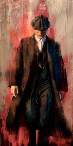 Thomas Shelby Peaky Blinders graffiti art design displayed as a decorative wall sign