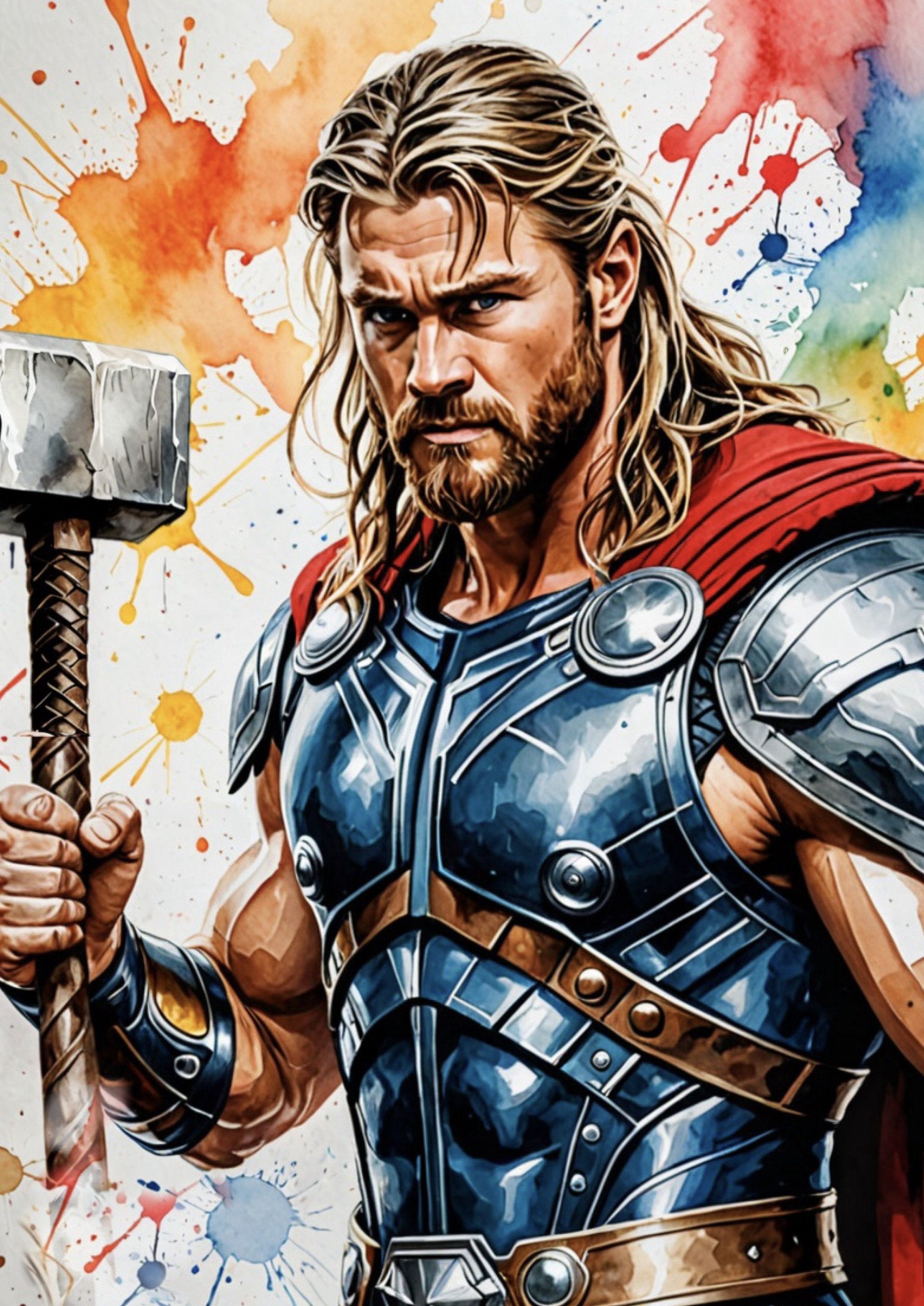 Thor portrait artwork printed on MDF wall poster for movie theatre decor