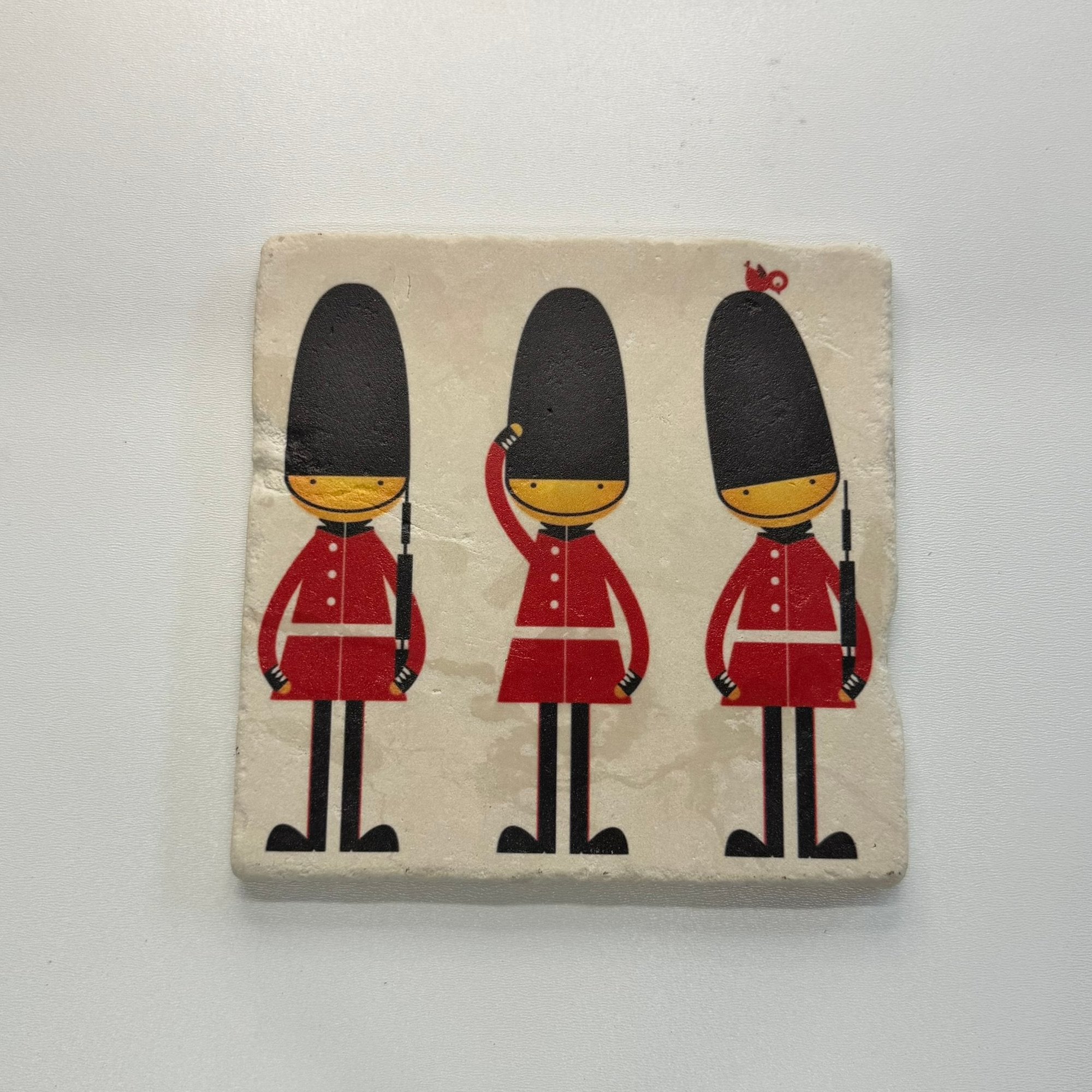 Three Royal Guards London Stone Natural Travertine Stone Hotpad artwork