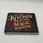 Thunder Only Happens When Its Raining Natural Travertine Stone Coaster artwork
