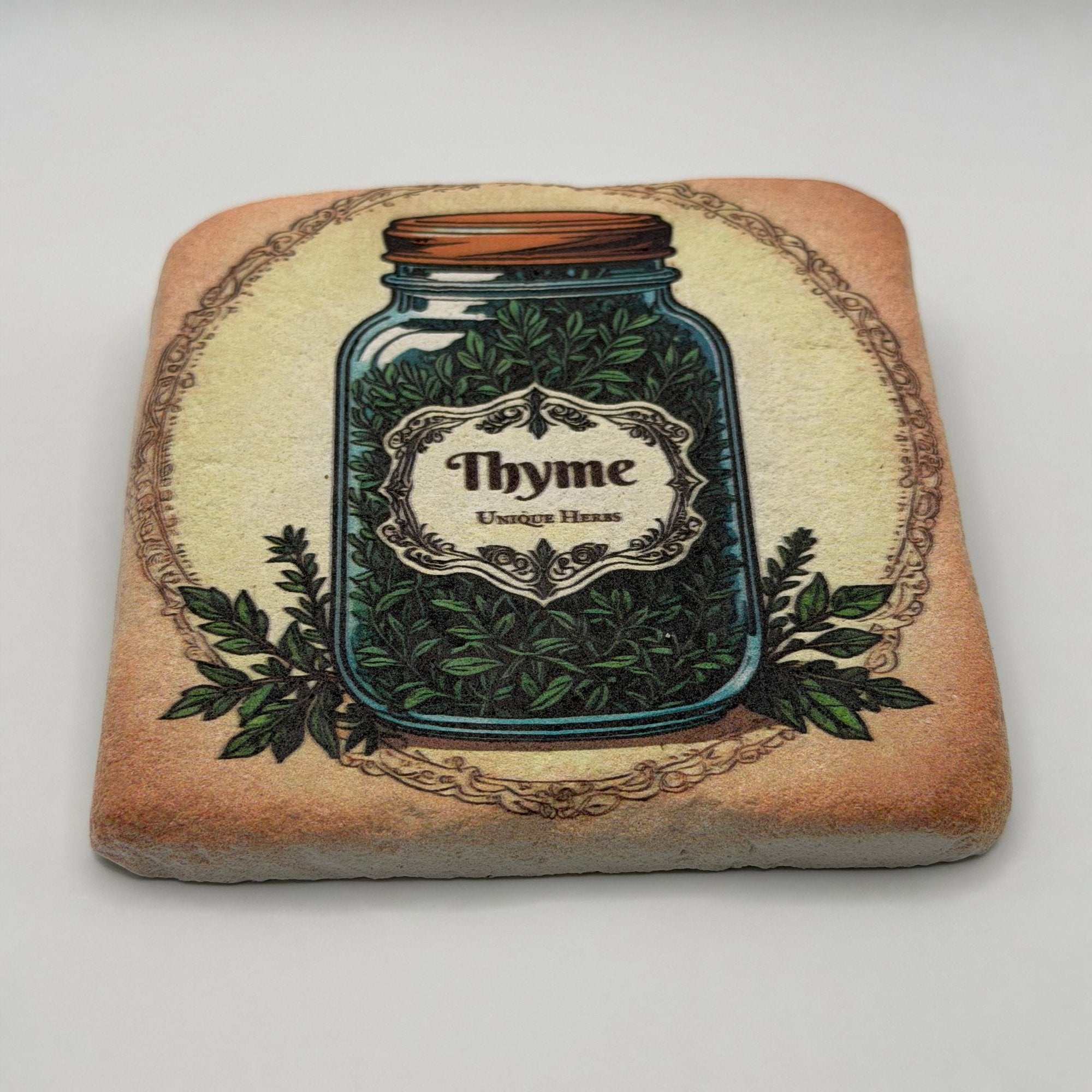 Thyme Stone Coaster - Fresh Kitchen Decor
