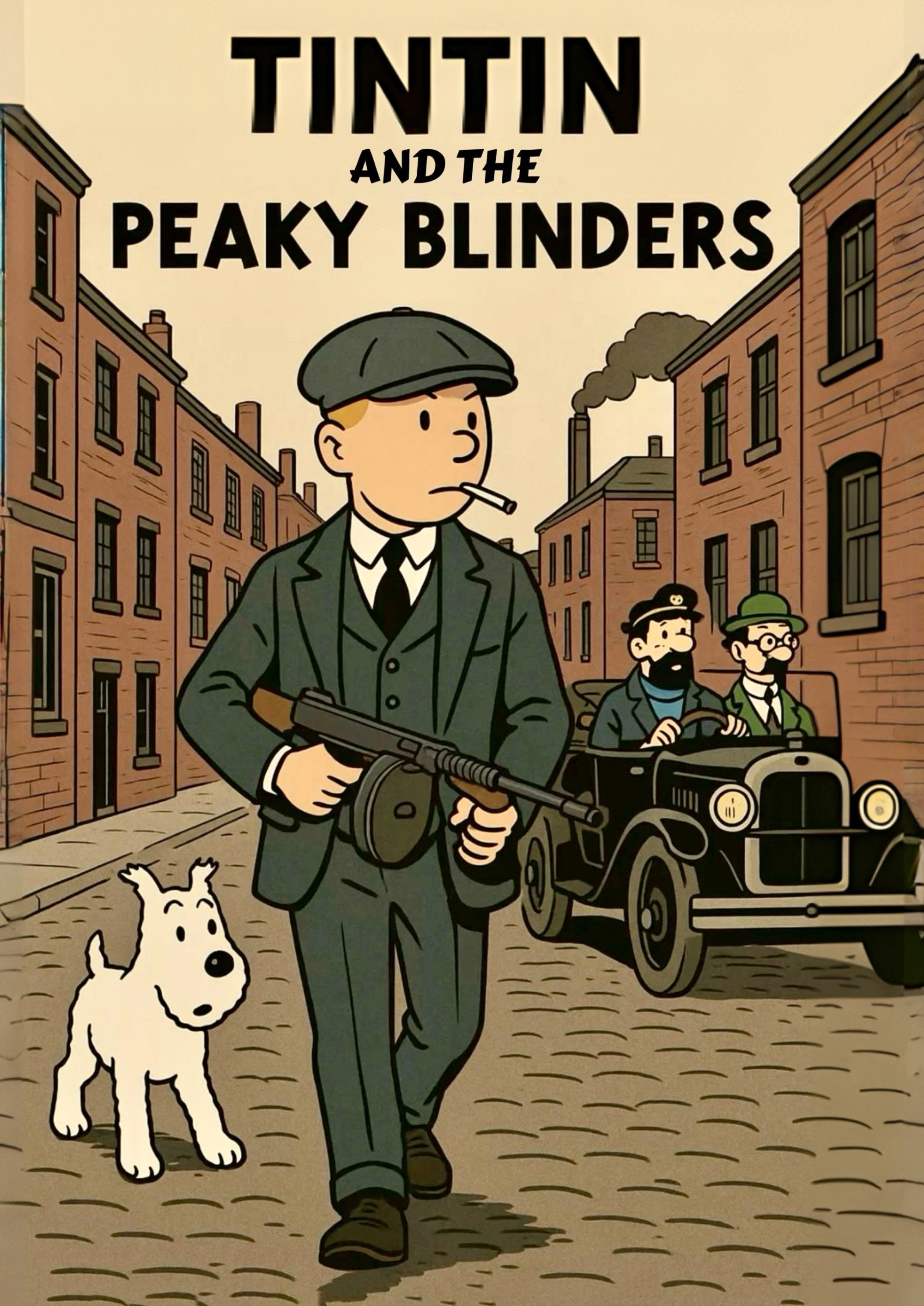 Tintin and Peaky Blinders artwork printed on MDF wall poster