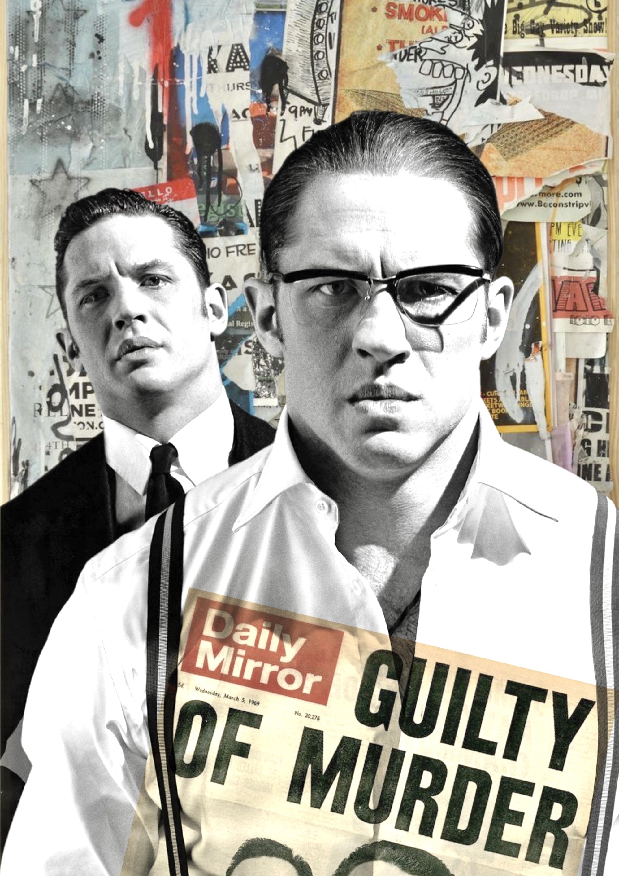 Tom Hardy as Reggie Garvey and Frank Fletcher artwork printed on MDF wall poster