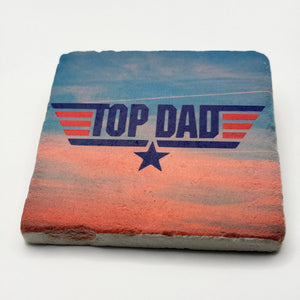 Top Dad Slogan Stone Coaster