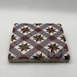 Tribal Azerbaijani artwork printed on square natural travertine stone coaster