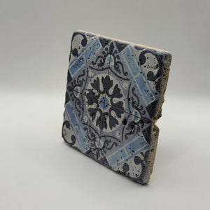 Tribal Pattern Stone Coaster, Ethnic Decor Gift