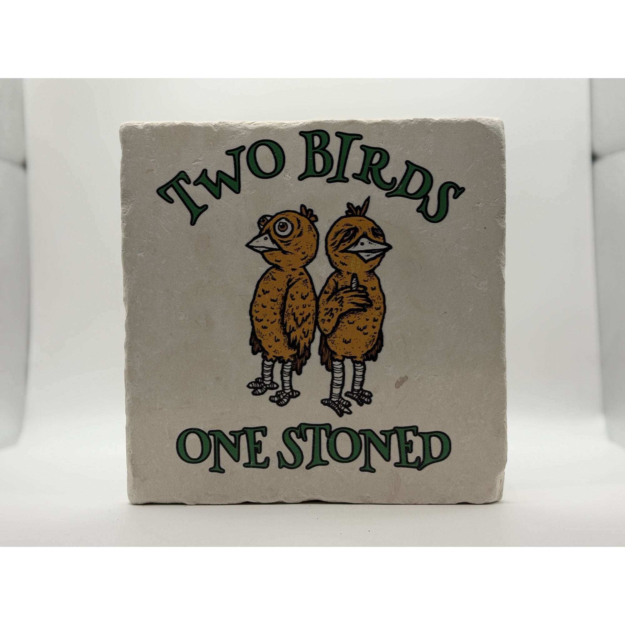 Two Birds One Stoned Natural Travertine Stone Hotpad 1