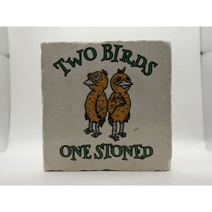 Two Birds One Stoned Natural Travertine Stone Hotpad 1