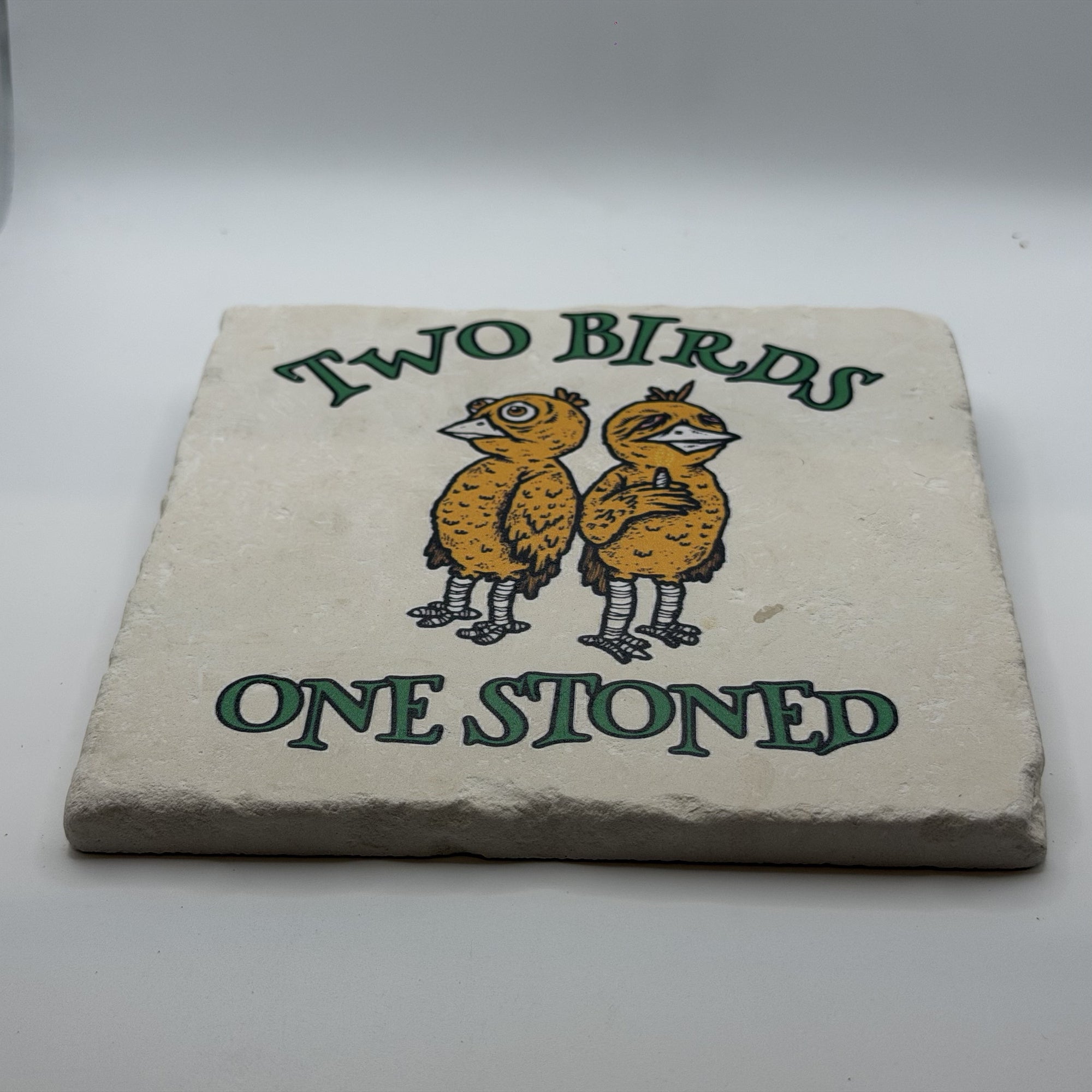 Two Birds One Stoned Natural Travertine Stone Hotpad 2
