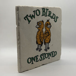 Two Birds One Stoned Natural Travertine Stone Hotpad 3