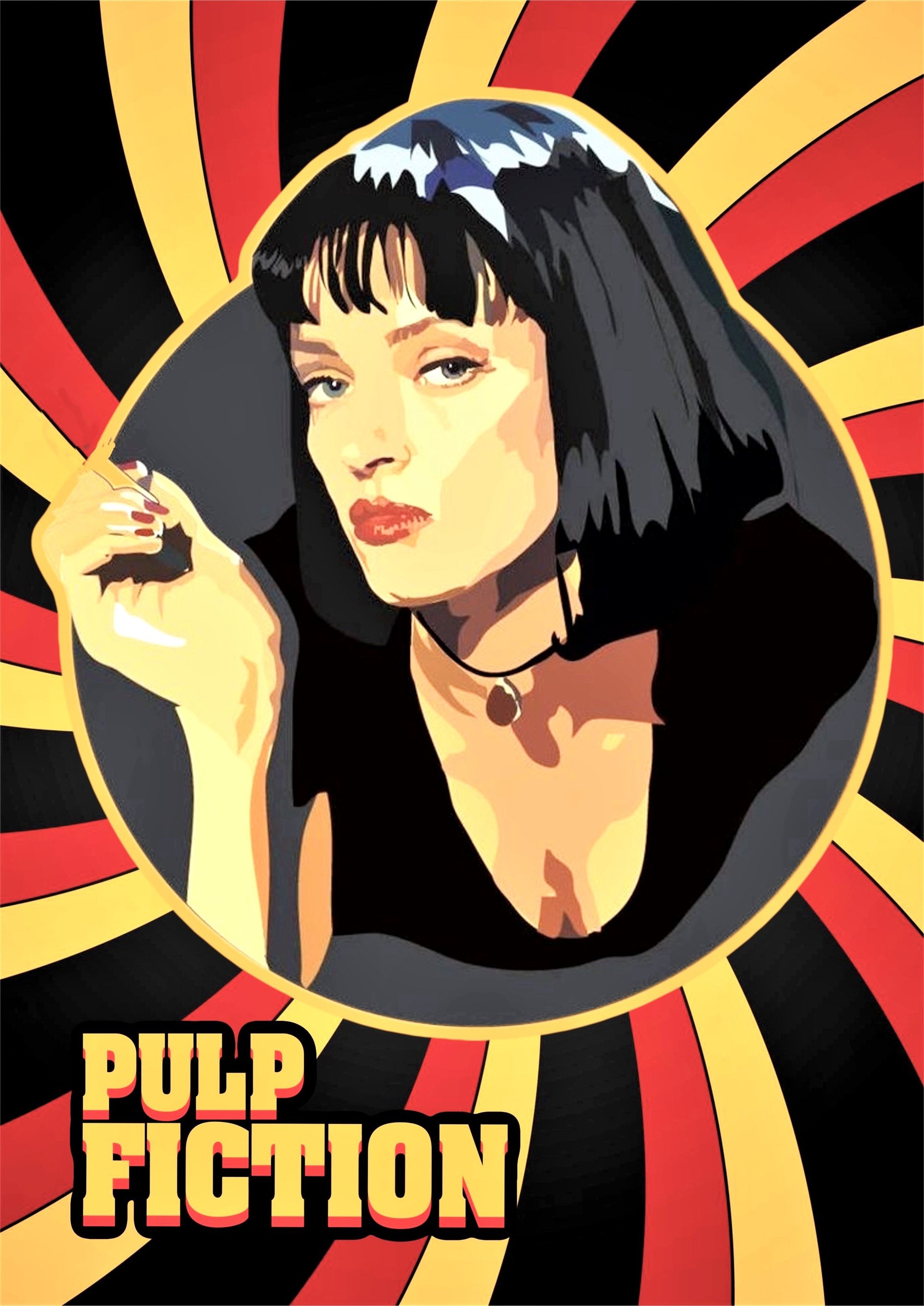 Uma Thurman as Mia Wallace from Pulp Fiction artwork printed on MDF wall poster