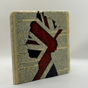 Union Jack Queen Natural Travertine Stone Hotpad artwork