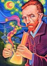 Vincent Van Gogh artwork featuring smoking bong printed on MDF wall poster