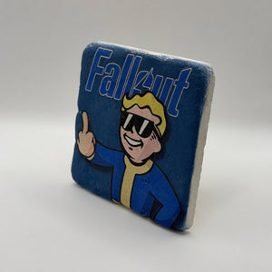 Fallout Vault Boy Middle Finger Stone Coaster