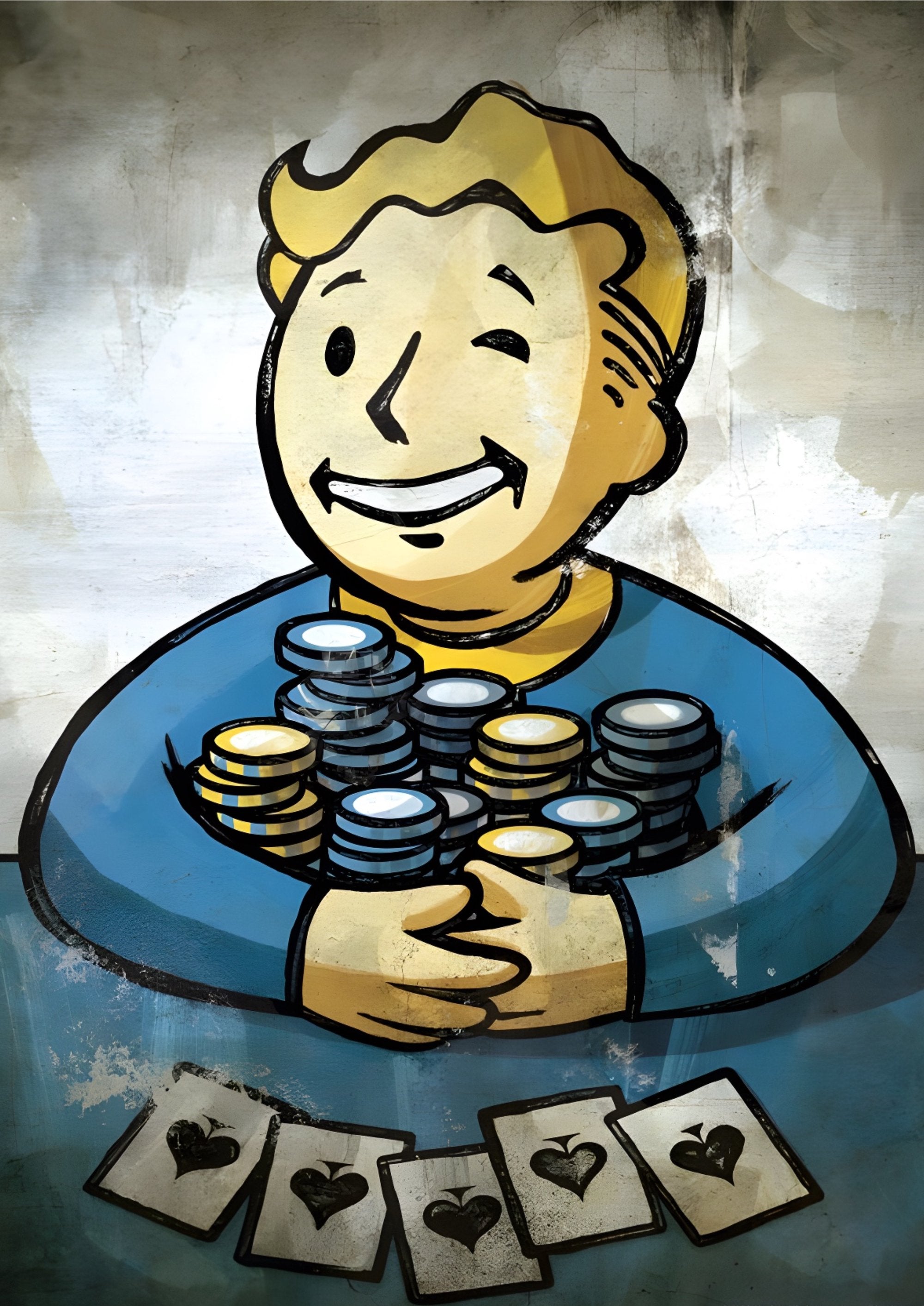 Vault Boy Money artwork printed on MDF wall poster