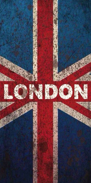 Vintage London Union Jack flag design displayed as a decorative wall sign