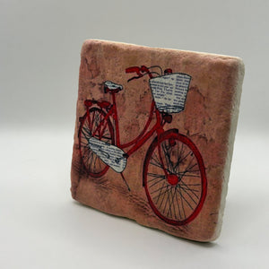 Vintage Red Bicycle Stone Coaster