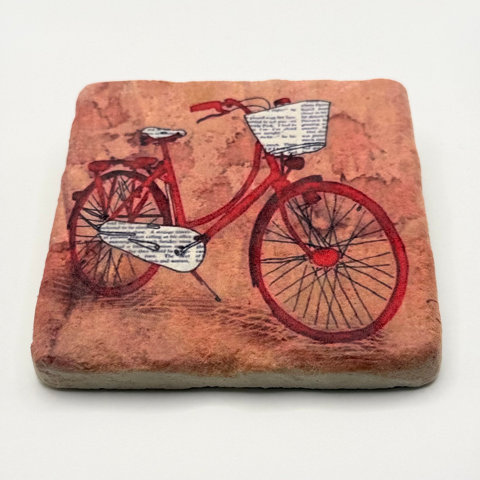 Vintage Red Bicycle Stone Coaster