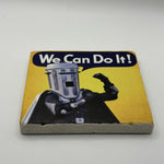 We Can Do It! Natural Travertine Stone Coaster artwork