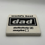 Woke Up Bald Again Natural Travertine Stone Coaster artwork