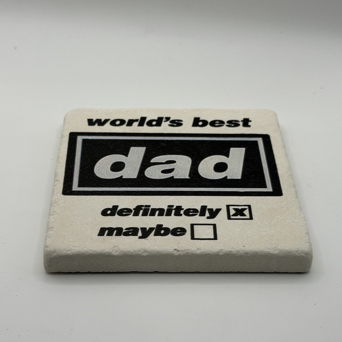 Woke Up Bald Again Natural Travertine Stone Coaster artwork