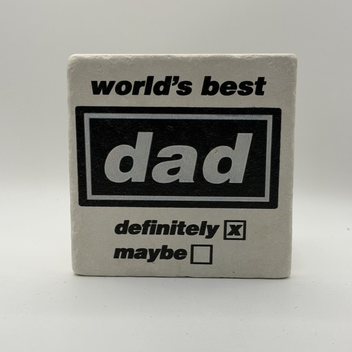 Woke Up Bald Again Natural Travertine Stone Coaster artwork