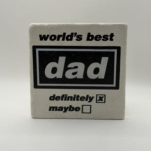 Woke Up Bald Again Natural Travertine Stone Coaster artwork