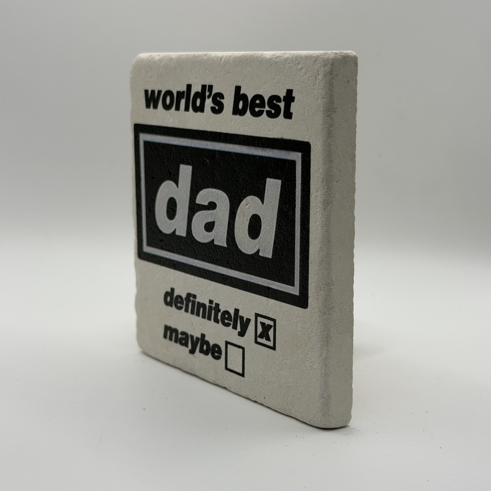 Woke Up Bald Again Natural Travertine Stone Coaster artwork