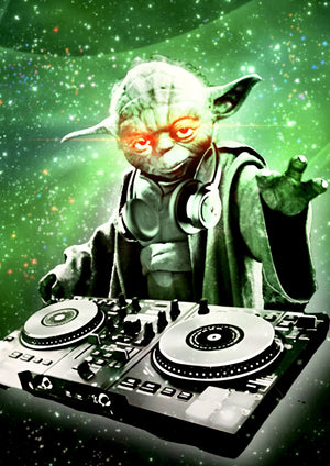 Yoda DJ artwork printed on MDF wall poster for sale