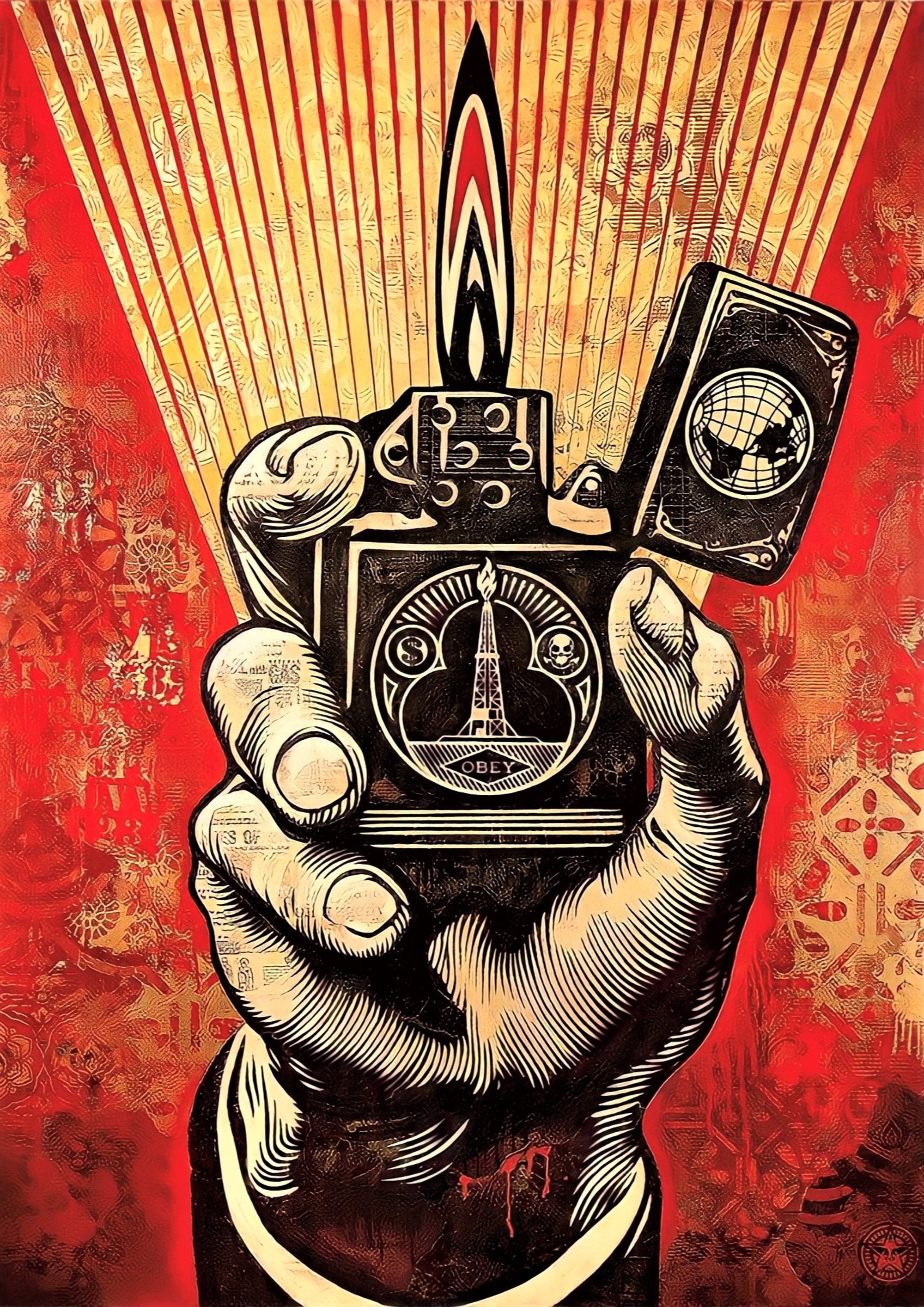 Zippo Peace Lighter slogan artwork printed on MDF wall poster