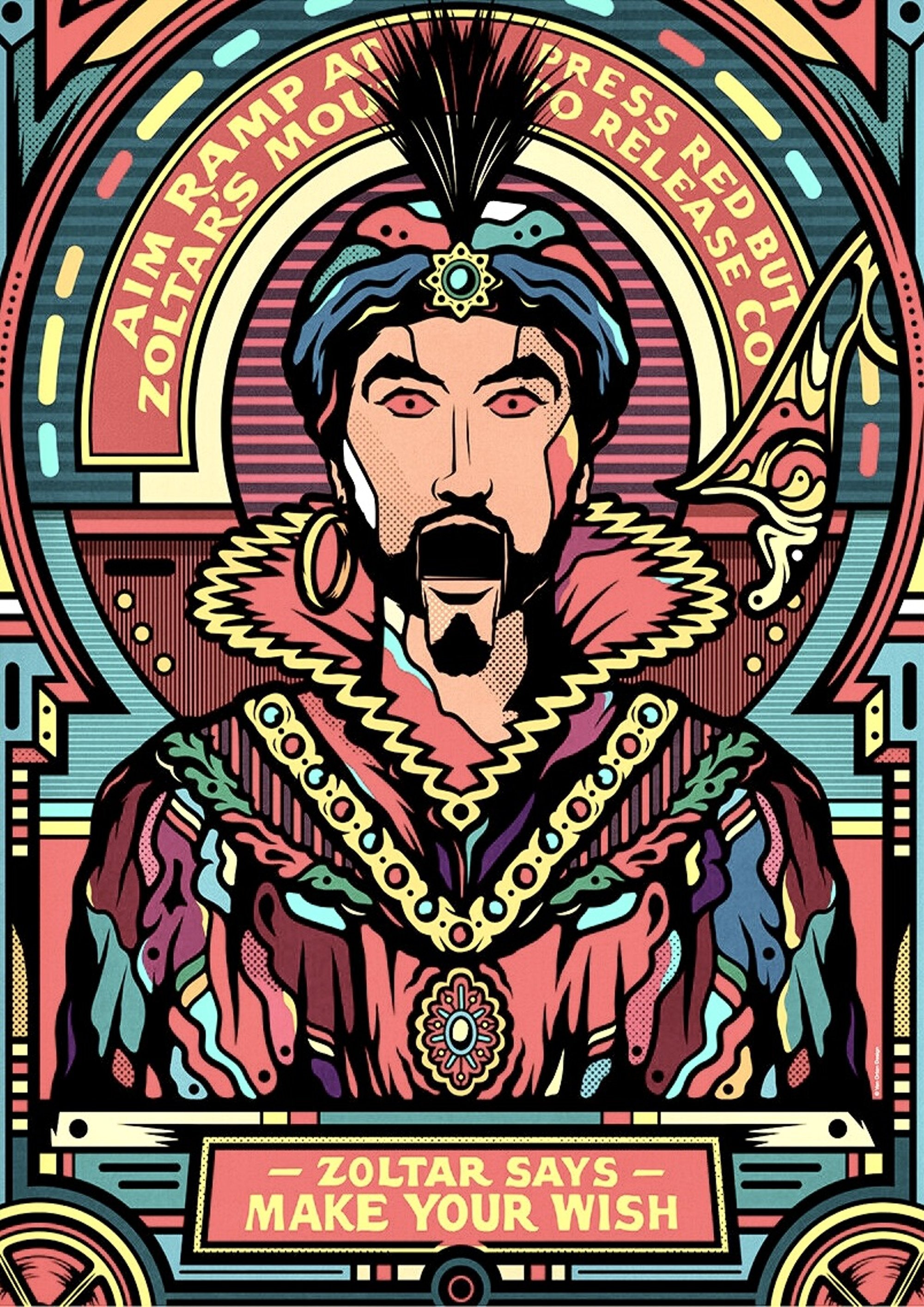 Zoltar 'Make Your Wish' artwork printed on MDF wall poster