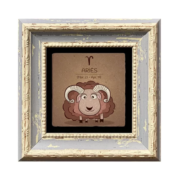 ARIES HOROSCOPE COASTER 02 BLUE FRAME