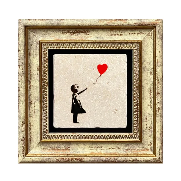 BANKSY COASTER B01 GOLD FRAME