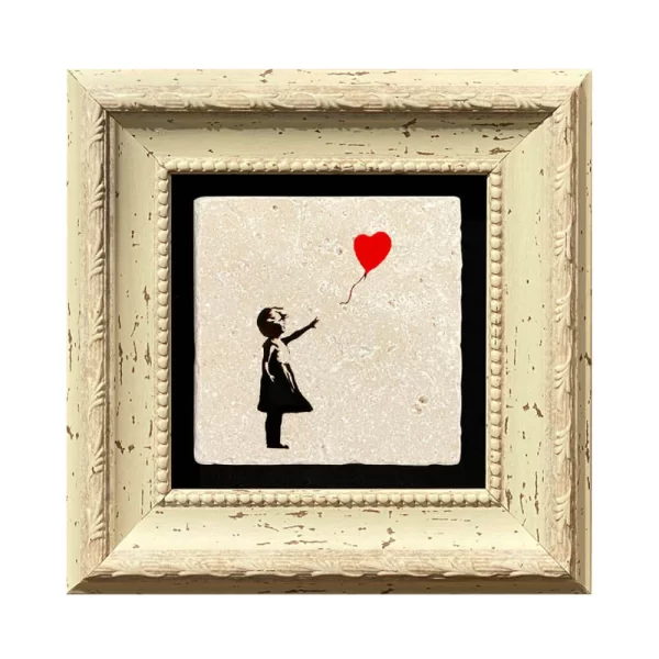 BANKSY COASTER B01 WHITE FRAME