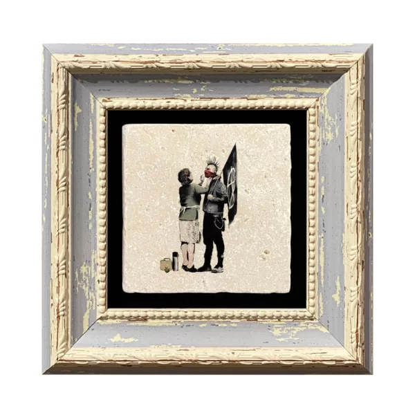 BANKSY COASTER B02 BLUE FRAME