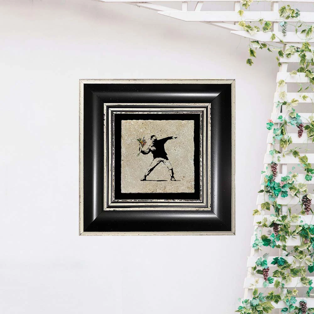 Banksy Coaster 03 with Black Frame Coaster House