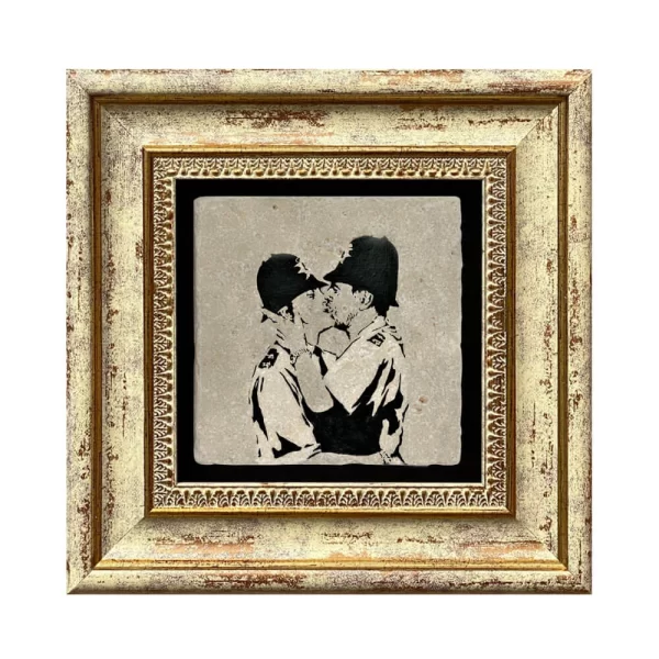 BANKSY COASTER B05 GOLD FRAME