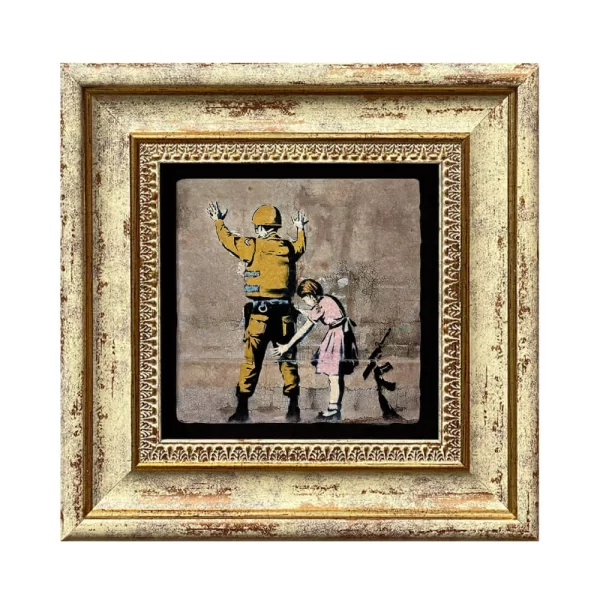 BANKSY COASTER B06 GOLD FRAME