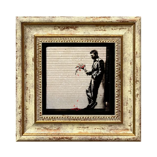 BANKSY COASTER B07 GOLD FRAME