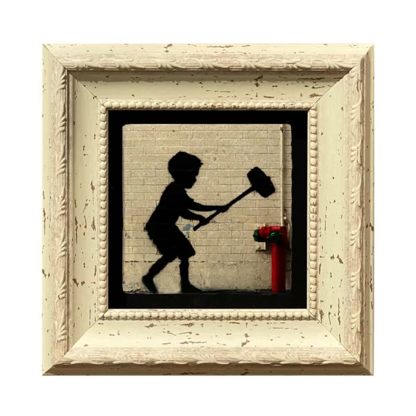 BANKSY COASTER B10 WHITE FRAME