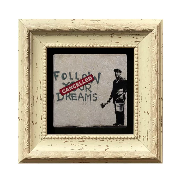 BANKSY COASTER B11 WHITE FRAME