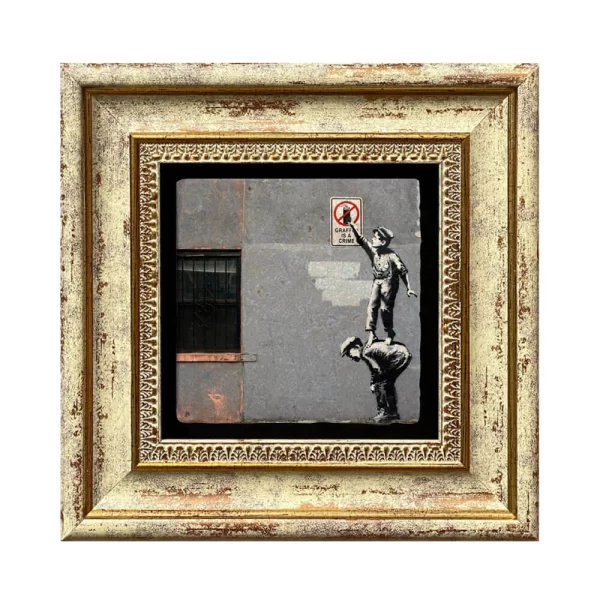 BANKSY COASTER B12 GOLD FRAME