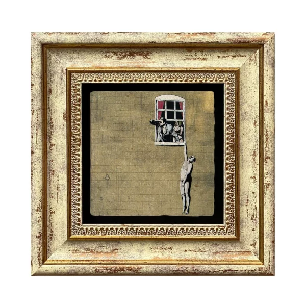 BANKSY COASTER B13 GOLD FRAME