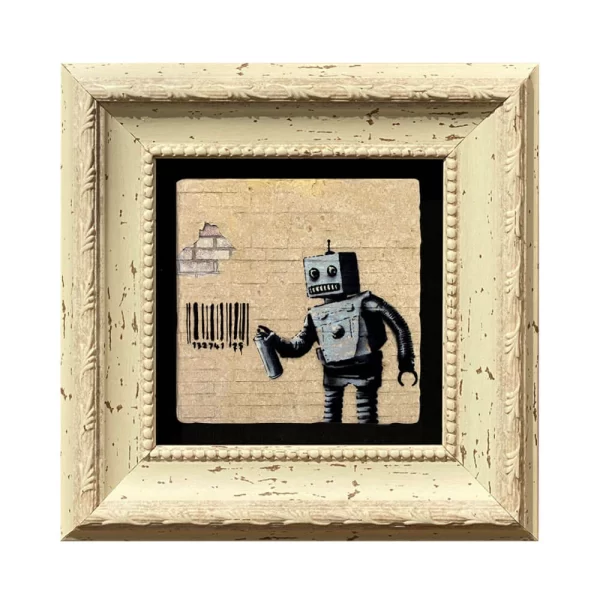 BANKSY COASTER B14 WHITE FRAME