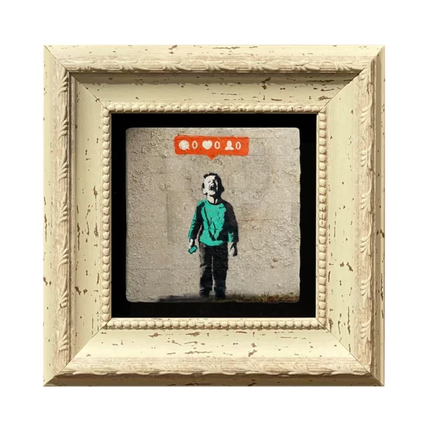 BANKSY COASTER B15 WHITE FRAME