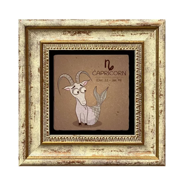 CAPRICORN HOROSCOPE COASTER 04 GOLD FRAME